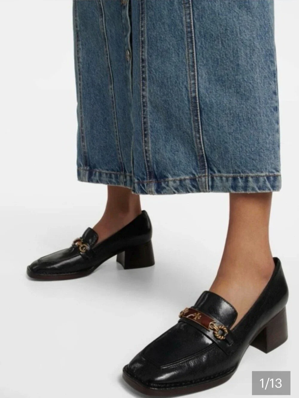 Tory Burch Perrine Black Leather Bit Loafers Womens 10 MSRP $399